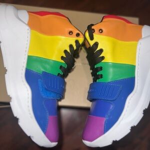 Women’s Rainbow Colored Burberry High Top Sneakers